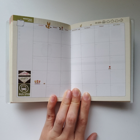 Mosha mint green Korean kawaii cute mini monthly weekly journal planner notebook - Picture 4 of 5